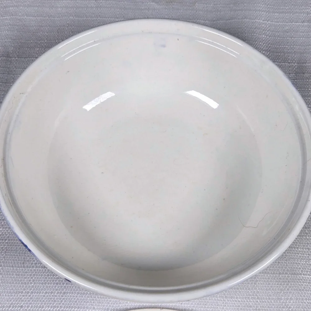 Lillian Vernon Japanese Hand Painted Blue & White Egg Bowl OR Bulb Planter